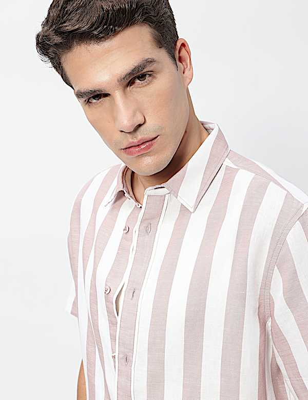 Linen Rich Relaxed Fit Stripes Shirt