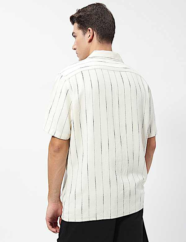 Linen Rich Relaxed Fit Striped Shirt
