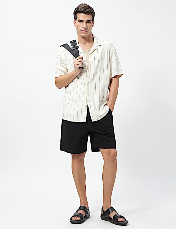 Linen Rich Relaxed Fit Striped Shirt