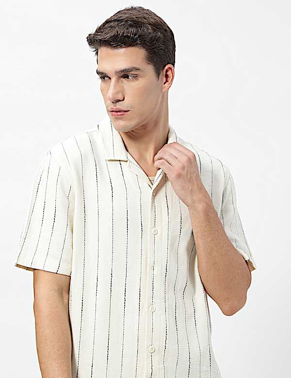 Linen Rich Relaxed Fit Striped Shirt