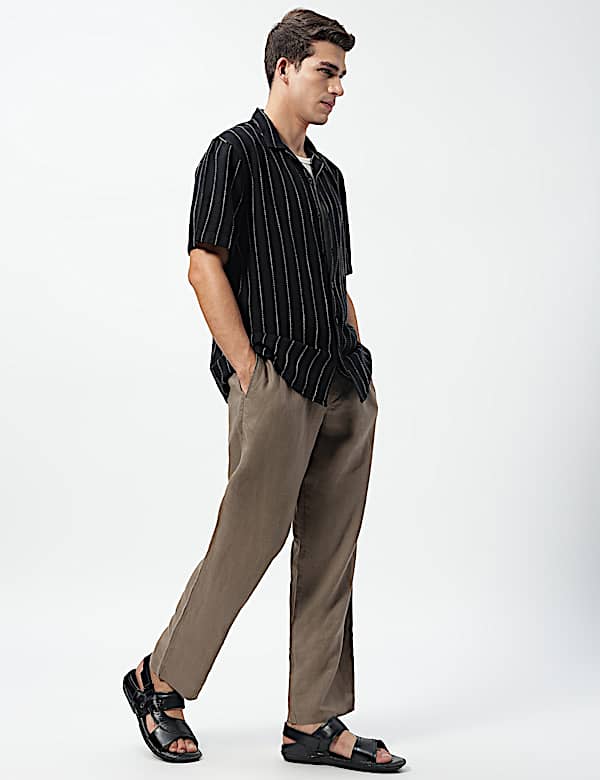 Linen Rich Relaxed Fit Striped Shirt