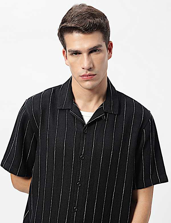 Linen Rich Relaxed Fit Striped Shirt