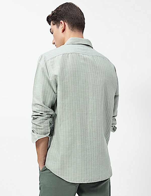 Linen Rich Relaxed Fit Stripes Shirt