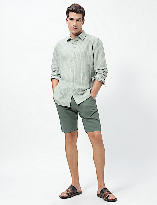 Linen Rich Relaxed Fit Stripes Shirt