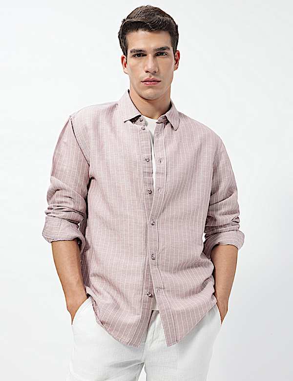 Linen Rich Relaxed Fit Stripes Shirt