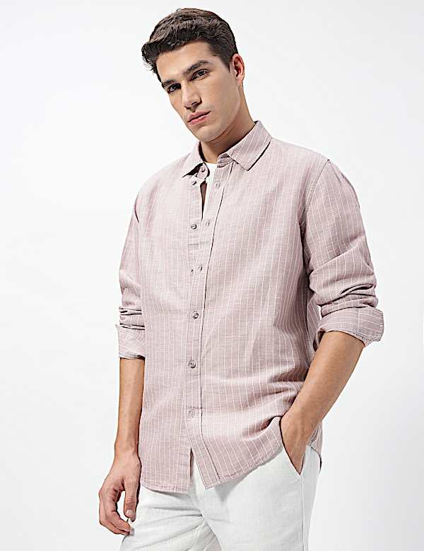 Linen Rich Relaxed Fit Stripes Shirt