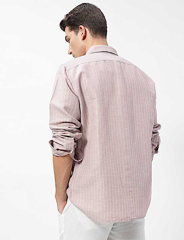 Linen Rich Relaxed Fit Stripes Shirt
