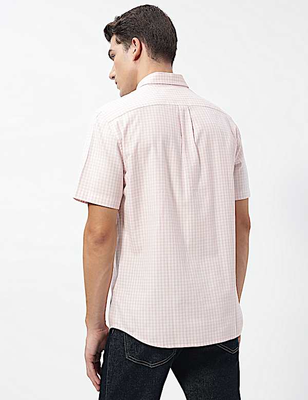 Pure Cotton Checks Button-Down Collar Shirt