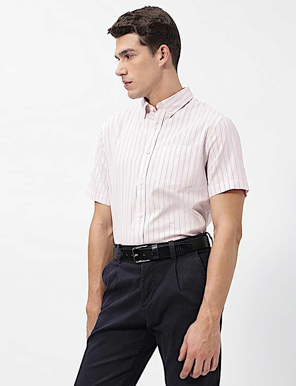 Pure Cotton Bengal Stripes Collared Shirt