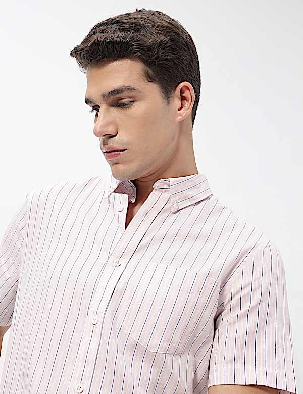 Pure Cotton Bengal Stripes Collared Shirt