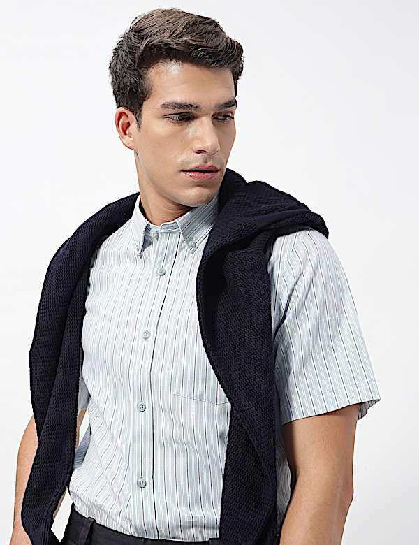 Pure Cotton Bengal Stripes Collared Shirt