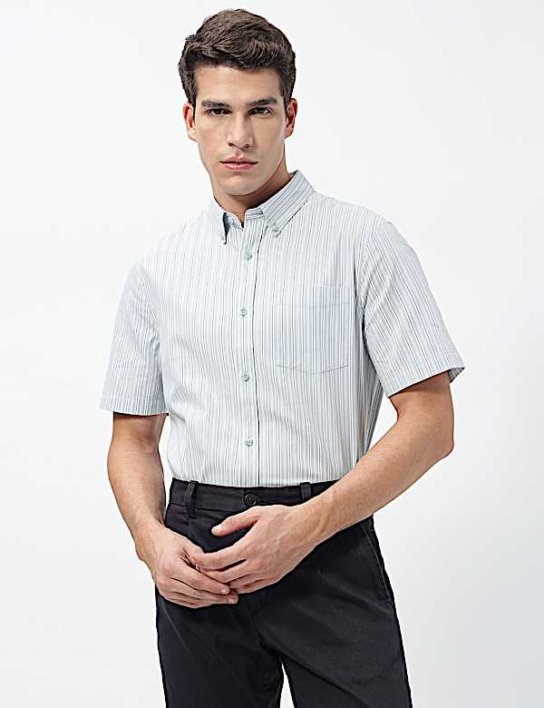 Pure Cotton Bengal Stripes Collared Shirt