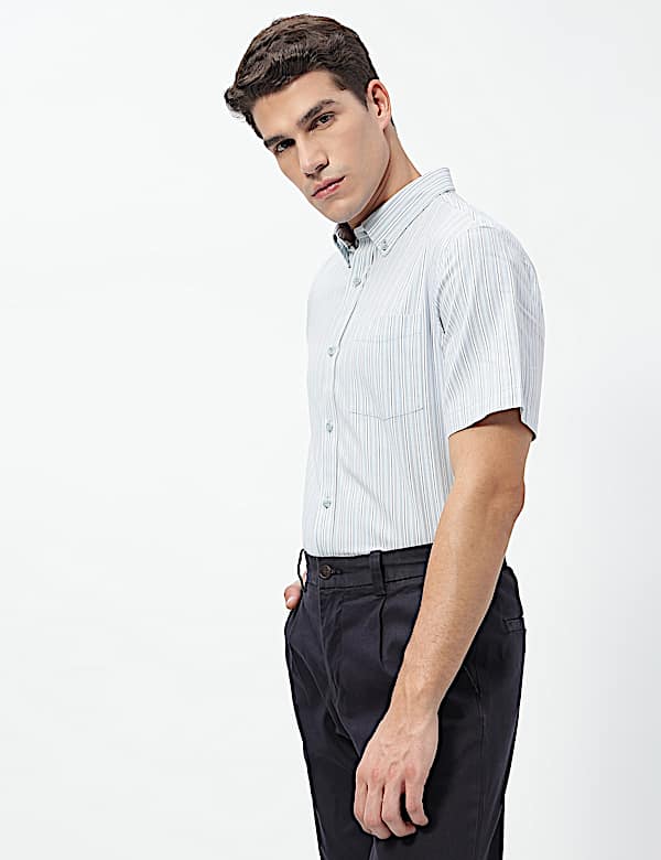 Pure Cotton Bengal Stripes Collared Shirt