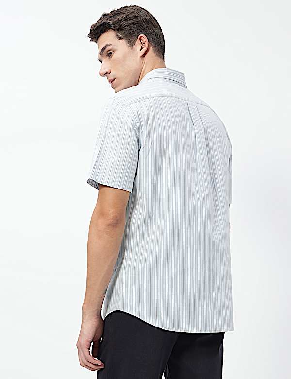 Pure Cotton Bengal Stripes Collared Shirt