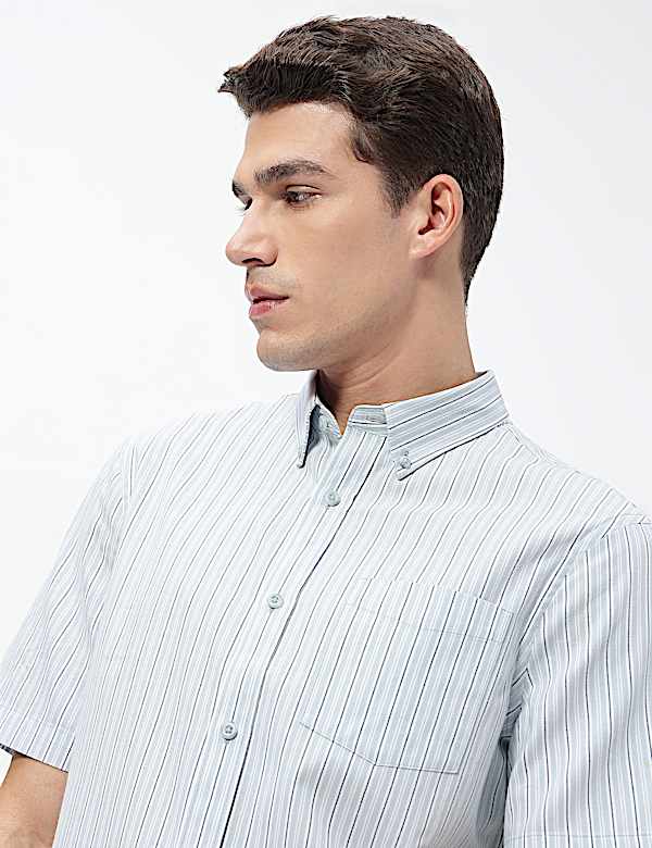 Pure Cotton Bengal Stripes Collared Shirt