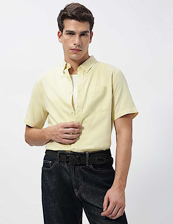 Pure Cotton Button-Down Collar Shirt