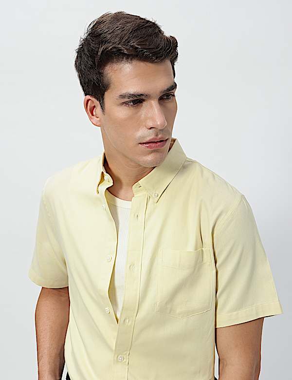 Pure Cotton Button-Down Collar Shirt