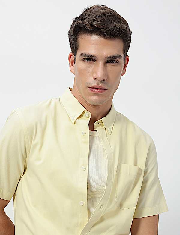 Pure Cotton Button-Down Collar Shirt