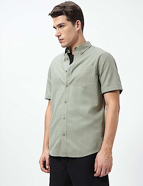 Pure Cotton Button-Down Collar Shirt