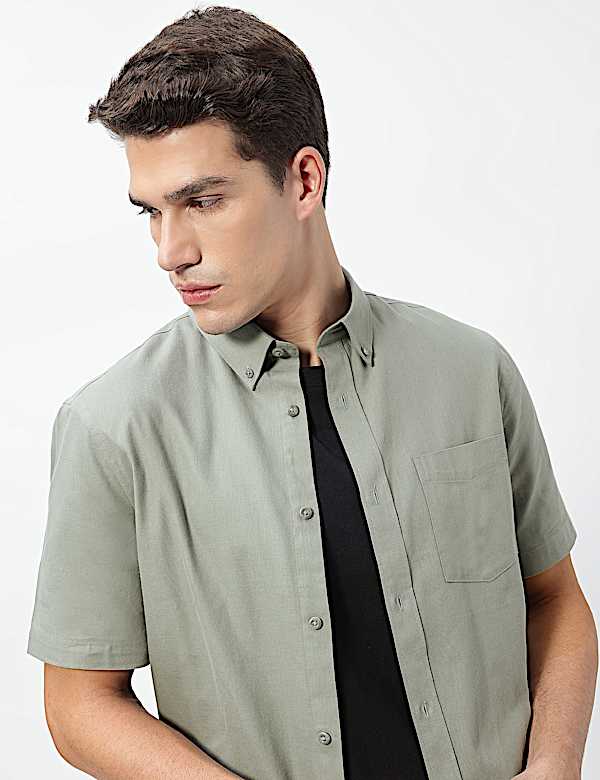 Pure Cotton Button-Down Collar Shirt