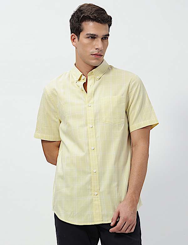 Pure Cotton Checks Short Sleeves Shirt