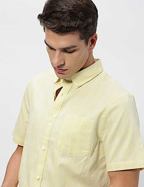 Pure Cotton Checks Short Sleeves Shirt