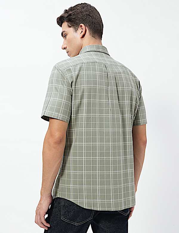 Pure Cotton Checks Short Sleeves Shirt