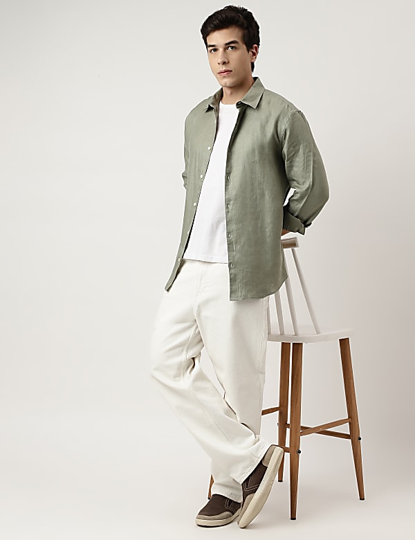 Linen Self Design Shirt