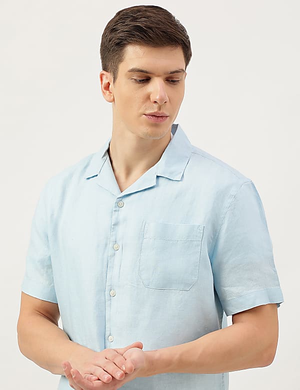 Linen Textured Short Sleeves Shirt