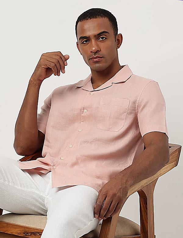 Linen Textured Short Sleeves Shirt
