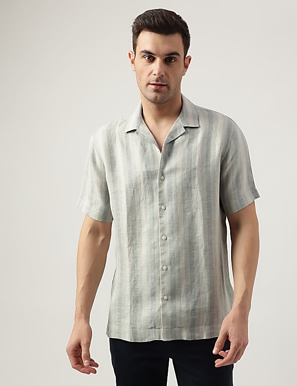 Pure Linen Regular Fit Striped Shirt