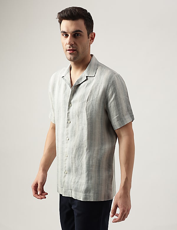 Pure Linen Regular Fit Striped Shirt
