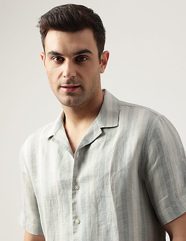 Pure Linen Regular Fit Striped Shirt