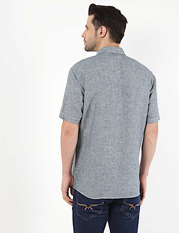 Pure Linen Plain Button Down Shirt