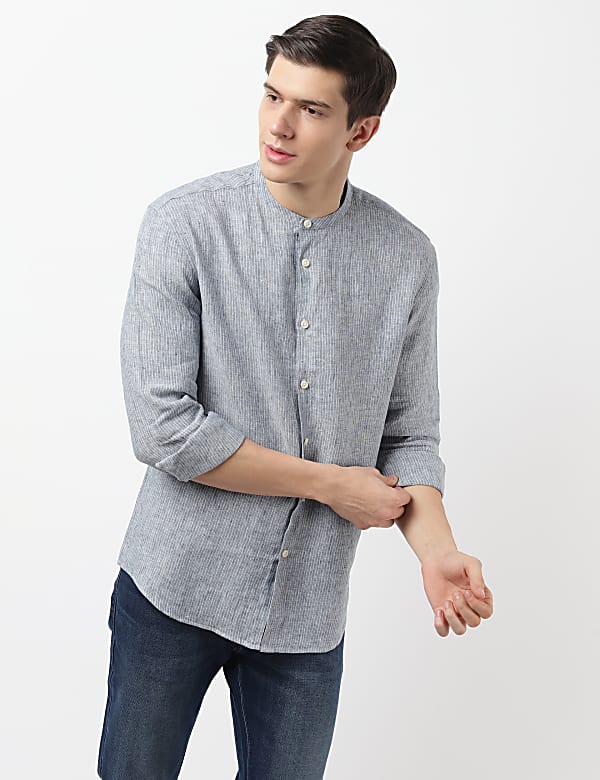 Linen Grandad Collar Shirt