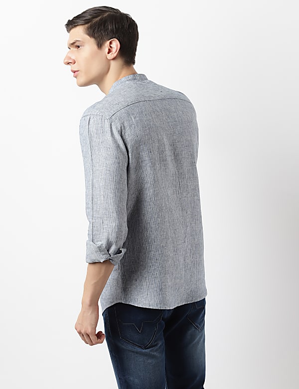 Linen Grandad Collar Shirt