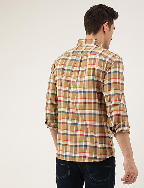 Regular Fit Pure Cotton Checks Button Down Collar Shirt