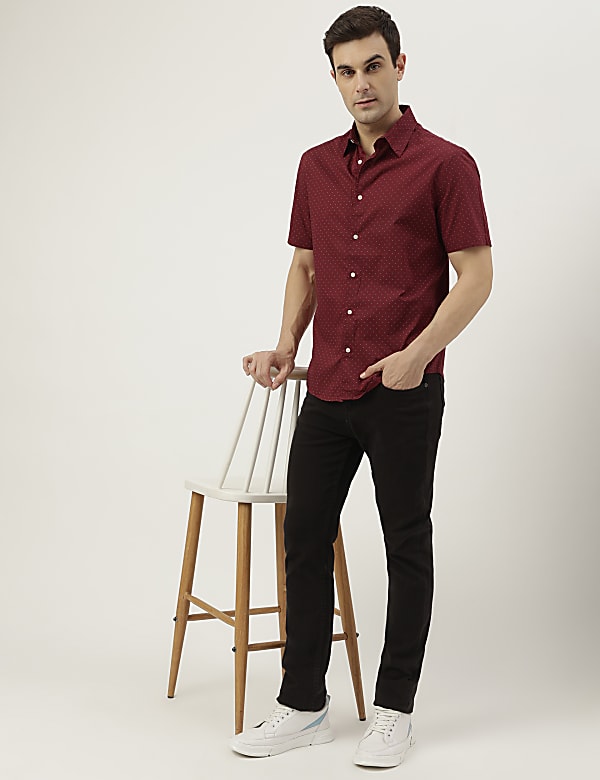 Pure Cotton Printed Spread Collar Shirt