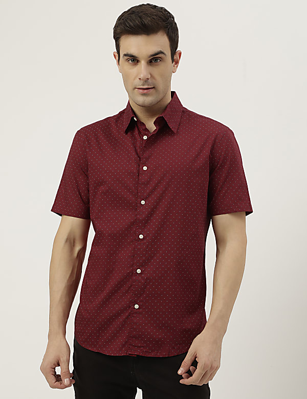 Pure Cotton Printed Spread Collar Shirt