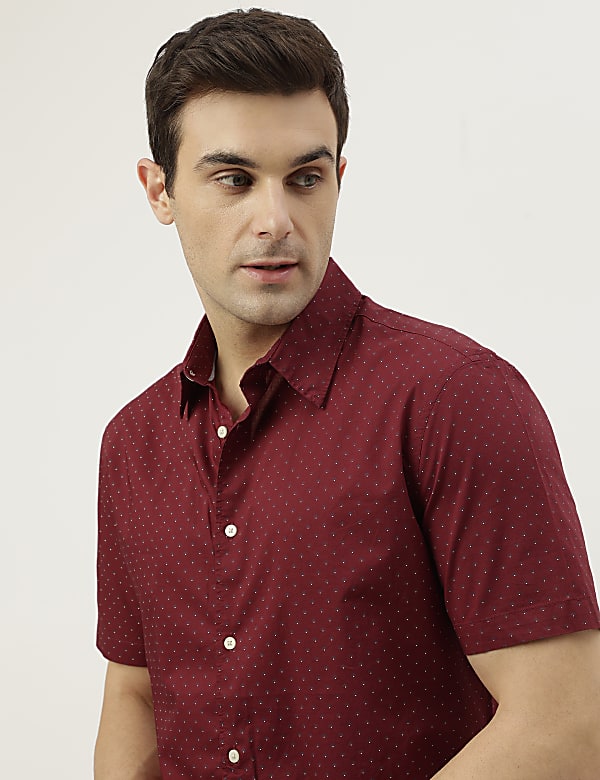 Pure Cotton Printed Spread Collar Shirt