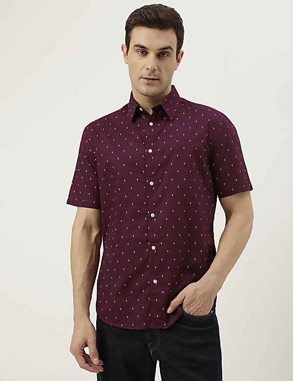 Pure Cotton Printed Spread Collar Shirt