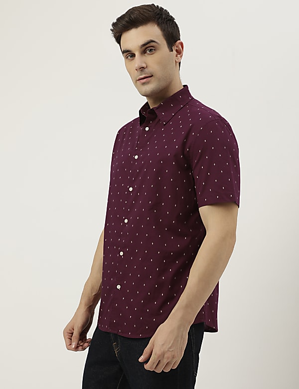 Pure Cotton Printed Spread Collar Shirt
