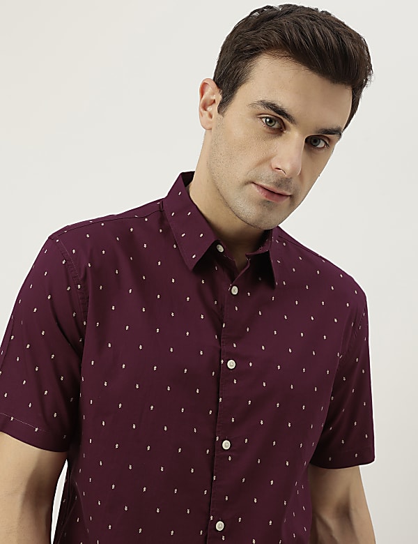 Pure Cotton Printed Spread Collar Shirt