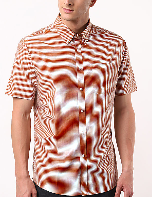 Short Sleeved Gingham Check Shirt