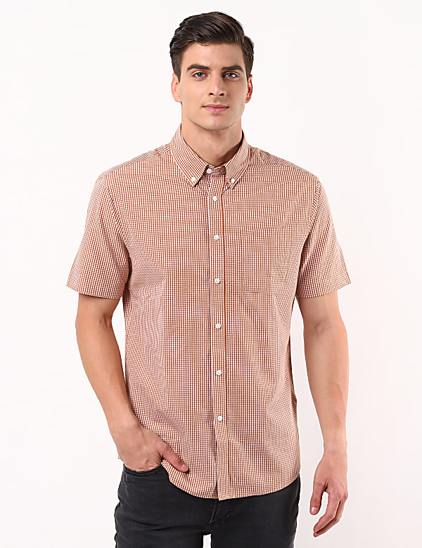 Short Sleeved Gingham Check Shirt