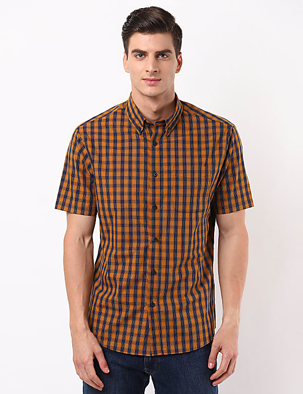 Pure Cotton Short Sleeved Check Shirt