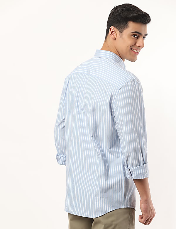 Pure Cotton Striped Botton Down Neck Shirt