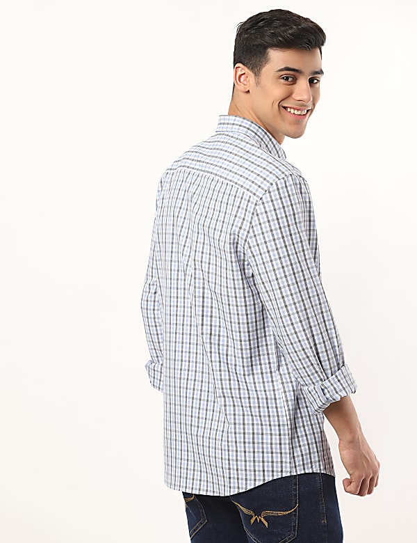 Pure Cotton Checked Botton Down Neck Shirt