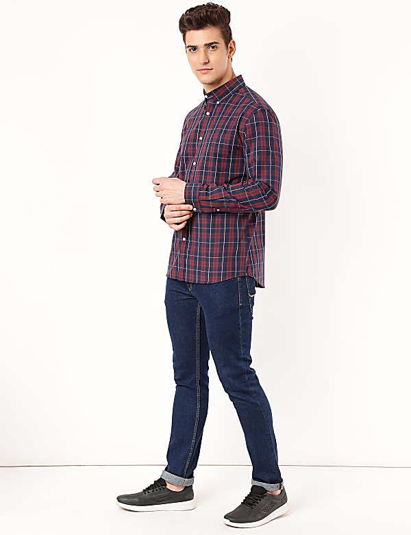 Pure Cotton Checked Button Down Shirt