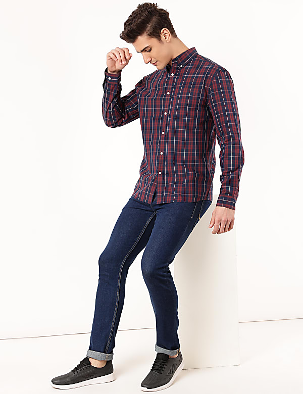 Pure Cotton Checked Button Down Shirt